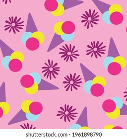 Ice cream fabric pattern vector design.