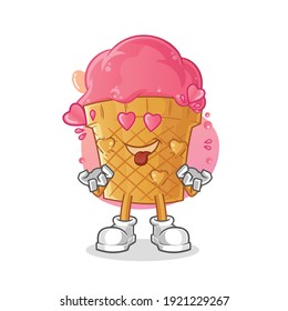 ice cream fallin love vector. cartoon character