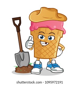 ice cream farmer mascot vector cartoon illustration