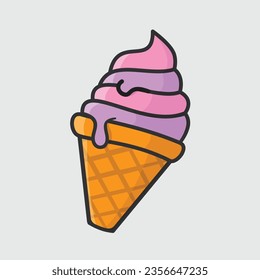 ice cream fast food cartoon vector illustration with cute and colorful style