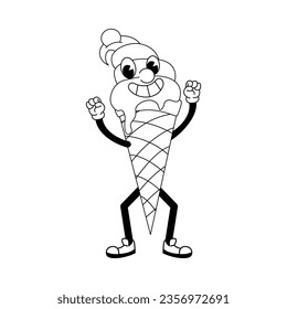 Ice Cream Fast Food Character Isolated Retro Cartoon Vector