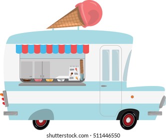 Ice cream fast food truck van