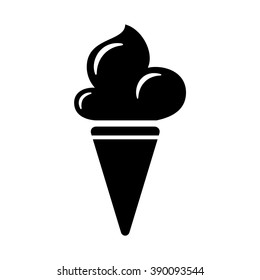 Ice cream. Fast food vector icon. Black and white illustration.