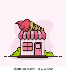 Eis-Fast-Store rosa Cartoon-Stil-Design Vektorgrafik
