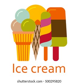 Ice cream. Fastfood and streetfood icon. Vector illustration