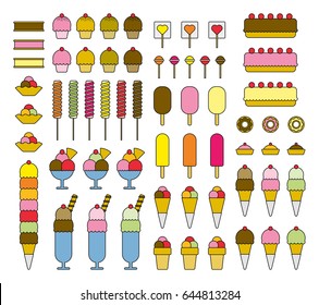 ICE CREAM filled line icons