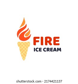 Combinación de diseño de crema de hielo y logotipo para incendios
