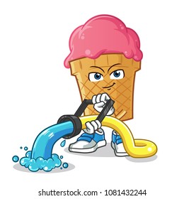 ice cream firefighters mascot vector cartoon illustration