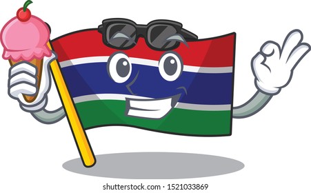With ice cream flag gambia mascot shape the character