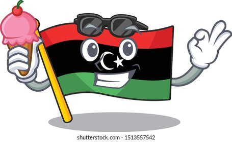 With ice cream flag libya cartoon isolated the mascot