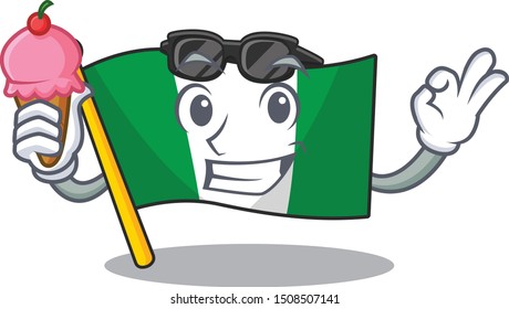 With ice cream flag nigeria isolated in the character