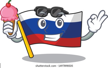 With ice cream flag russian stored in cartoon cupboard