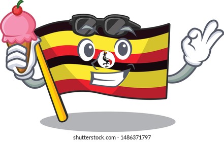 With ice cream flag uganda in the mascot shape