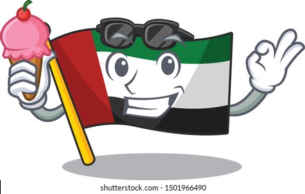 With ice cream flag united arab emirates isolated cartoon
