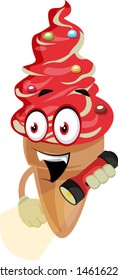 Ice cream with flashlight, illustration, vector on white background.
