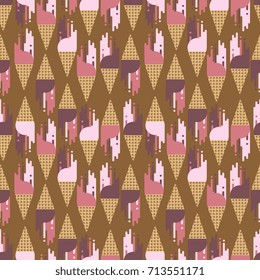 Ice cream flat background. Abstract vector seamless pattern
