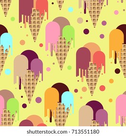 Ice cream flat background. Abstract vector seamless pattern