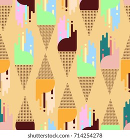 Ice cream flat background. Abstract vector seamless pattern