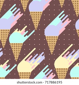 Ice cream flat background. Abstract vector seamless pattern