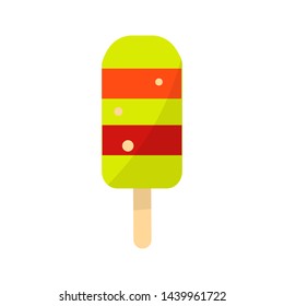 Ice cream. Flat color summer Holiday icon on white background. Summer dessert. Vector illustration.