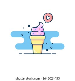 Diseño plano de helado. Ilustración vectorial de comida rápida. Para pegatinas, web line page, wallpaper y más.