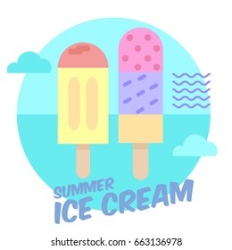 Ice cream, Flat Design, Illustration and vector