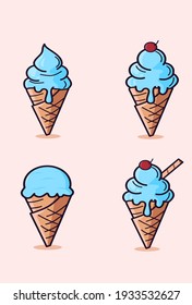 Ice cream, flat design.  This design can be used for apparel, or design components. Can also be re-edited