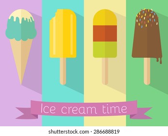 Ice cream flat design. Vector illustration