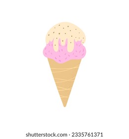 Ice cream flat element isolated on white. Vector illustration for design.