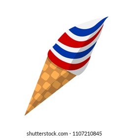 Ice Cream Flat Icon. Colorfull design element. Retro label for Ice Cream Logos. Summer isolated badges. Vector Illustration.