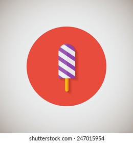 Ice cream flat icon. Flat design style modern vector illustration. Isolated on stylish color background. Flat long shadow icon. Elements in flat design. EPS 10.