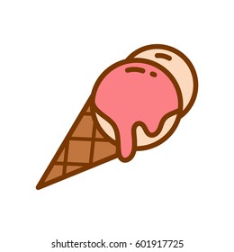 Ice cream flat icon design Vector illustration
