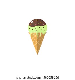 Ice Cream flat icon, food & drink elements, sweets sign, a colorful solid pattern on a white background, eps 10.