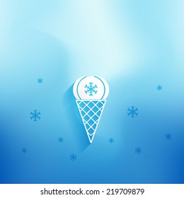 ice cream, flat icon isolated on blue background for your design, vector illustration