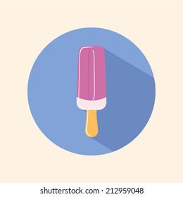 Ice cream flat icon with long shadow.