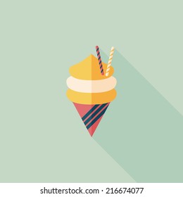 ice cream flat icon with long shadow,eps10