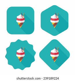 ice cream flat icon with long shadow, eps10