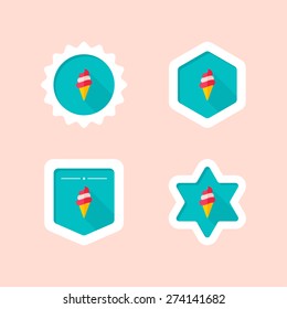 ice cream flat icon with long shadow