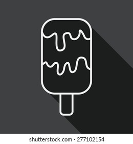 ice cream flat icon with long shadow, line icon