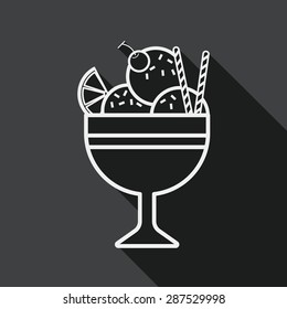 ice cream flat icon with long shadow, line icon