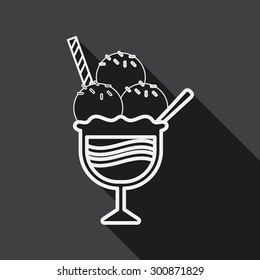 ice cream flat icon with long shadow, line icon
