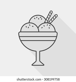 ice cream flat icon with long shadow, line icon