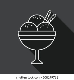 ice cream flat icon with long shadow, line icon