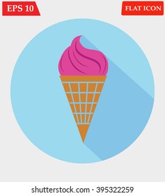 Ice Cream flat icon with long shadow