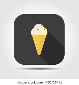 ice cream flat icon with long shadow, vector illustration