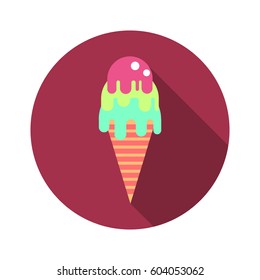 ice cream flat icon with long shadow