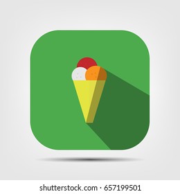 ice cream flat icon with long shadow