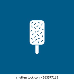 Ice Cream Flat Icon On Blue Background