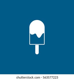Ice Cream Flat Icon On Blue Background