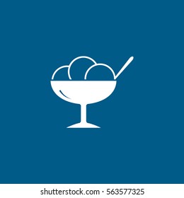 Ice Cream Flat Icon On Blue Background